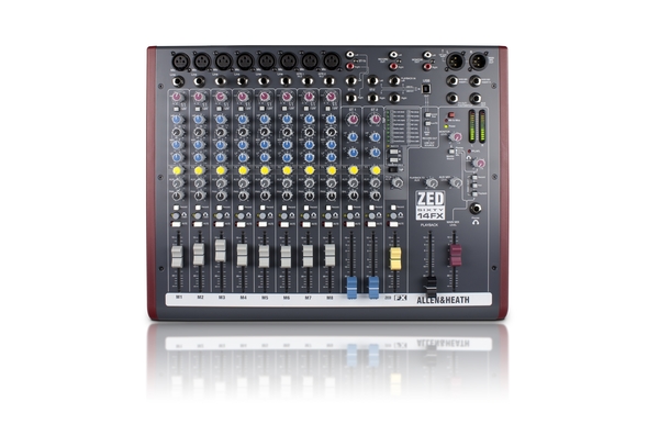 AH-ZED60-14FX 8 MONO MIC/LINE + 2 ACTIVE D.I. + 3 STEREO LINE INPUTS, SWEPT MID EQ, 60MM FADERS
